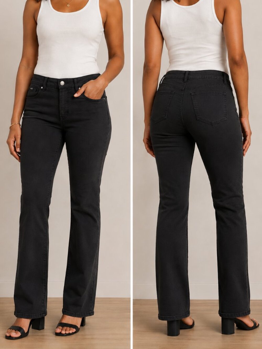FDJ French Dressing Jeans Women's Size 12 Black Straight Leg Stretch Denim Pants